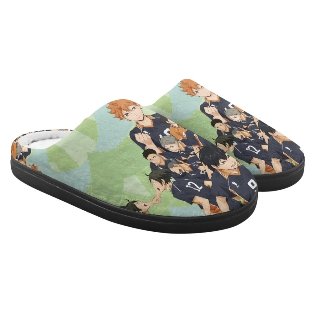 Fashion Haikyuu Volleyball Pattern Girls Boys Autumn Winter Soft Skin Friendly Home Cotton Slippers Comfortable - Anime Slippers Store
