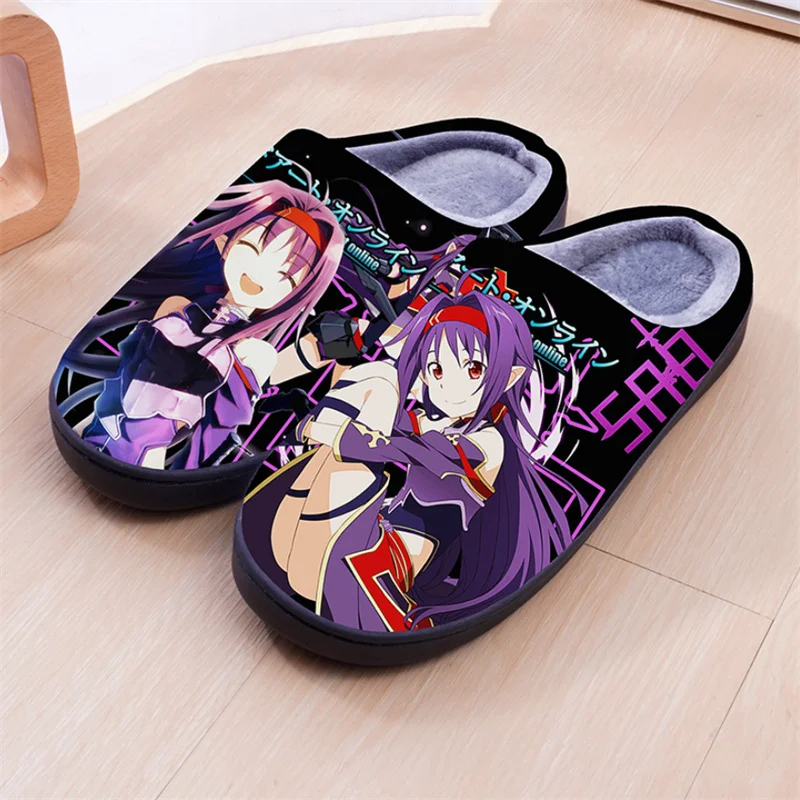 Sword Art Online SAO Yuuki Asuna Kirigaya Kazuto Cosplay Cotton Slippers Plush Shoe Toy Halloween Cartoon 3 - Anime Slippers Store